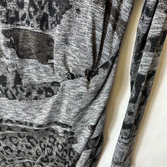 Desigual Gray Graphic Animal Pattern Ruched Side LS Short Sweater Dress Size M - Picture 8 of 14